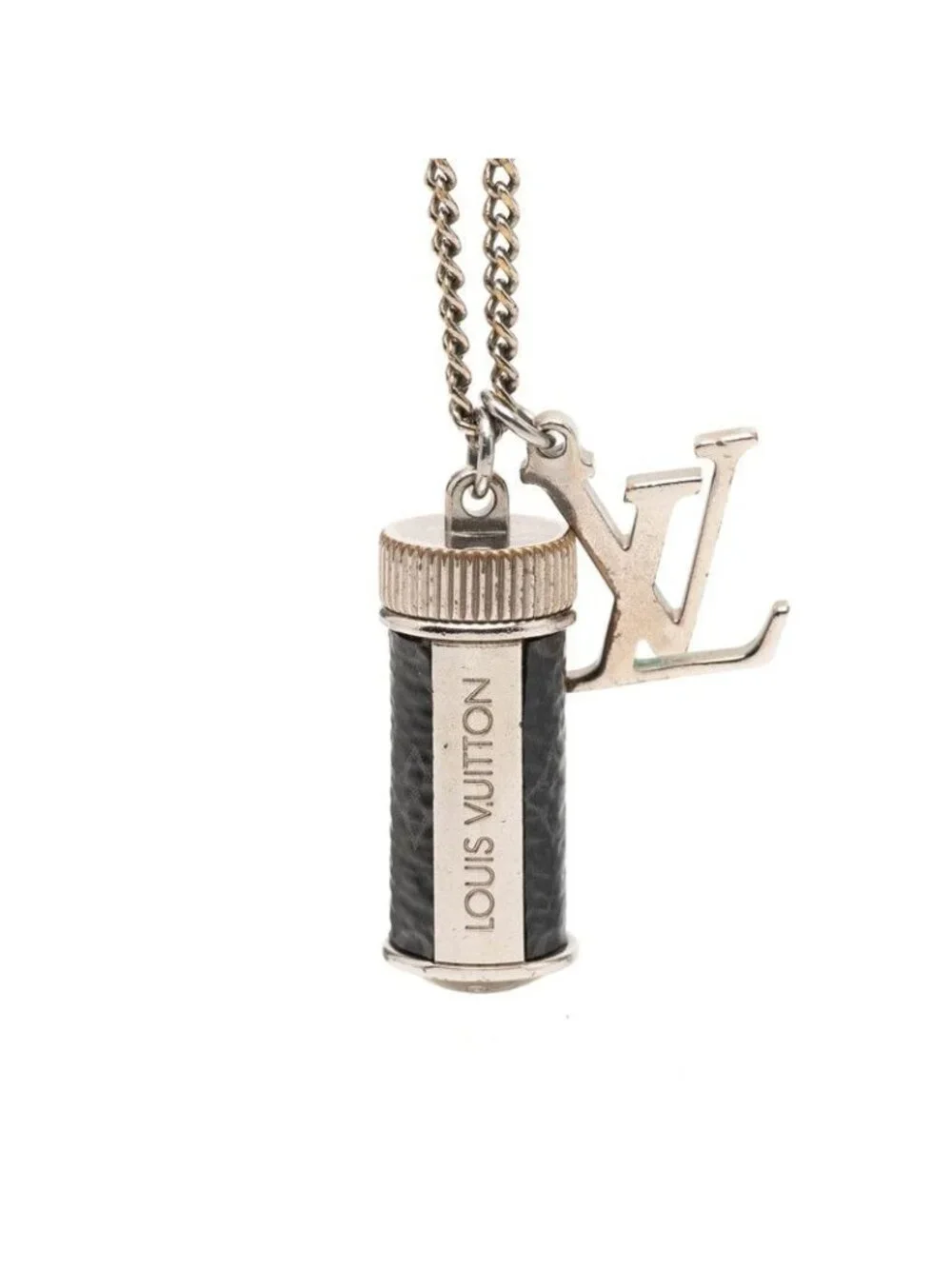 Louis Vuitton Monogram Eclipse Collier Charm Chain Pendant Black
